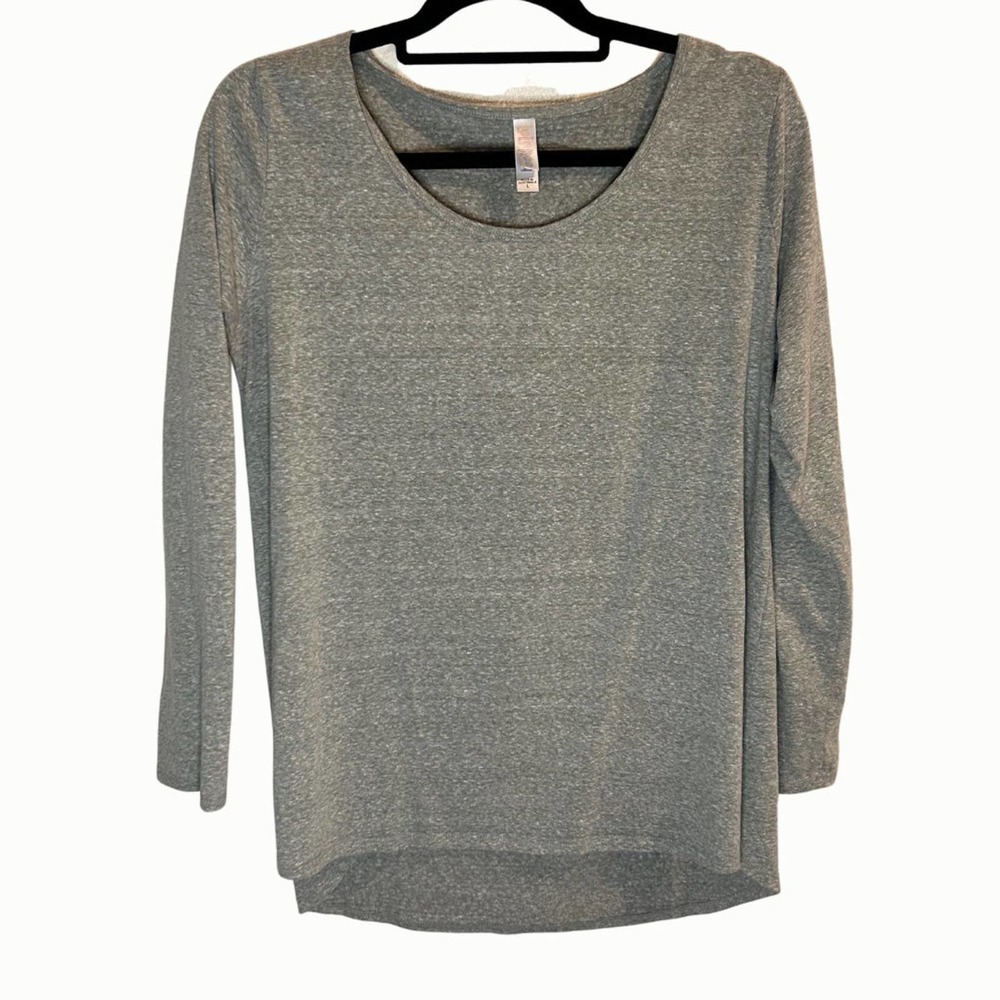 Lularoe Long Sleeve Grey Scoop Next Tee Hi-Low Hem Size Large